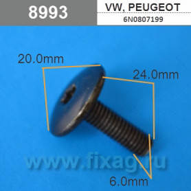 Болт кріплення бампера М6х20 на Сітроен, фото 2