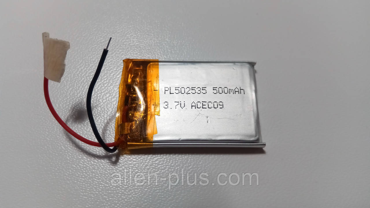 Акумулятор з контролером заряду Li-Pol PL502535 3,7 V 375 mAh (5*25*35 мм)