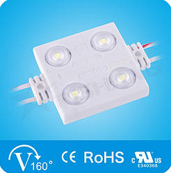 Светодиодный модуль Rishang с линзой (140Lm),White 4-LED SMD 2835, 1.44W DC 12V, IP68