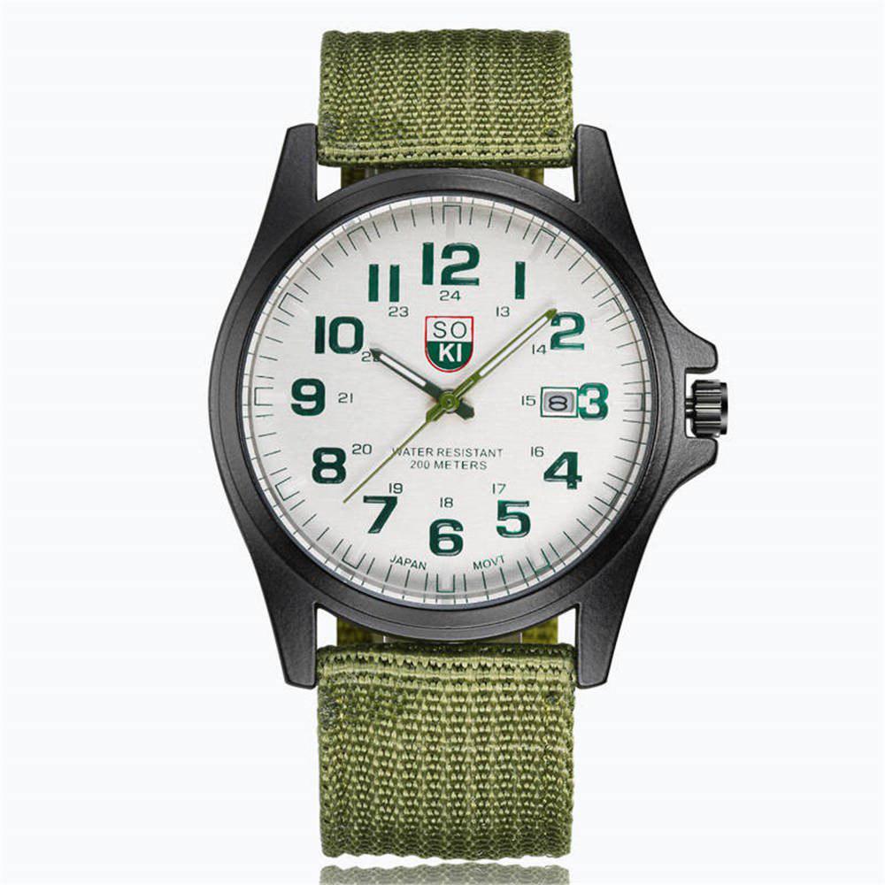 Чоловічі армійські годинник зелені з білим циферблатом, фото 1