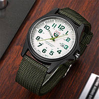 Мужские армейские часы зеленые с белым циферблатом