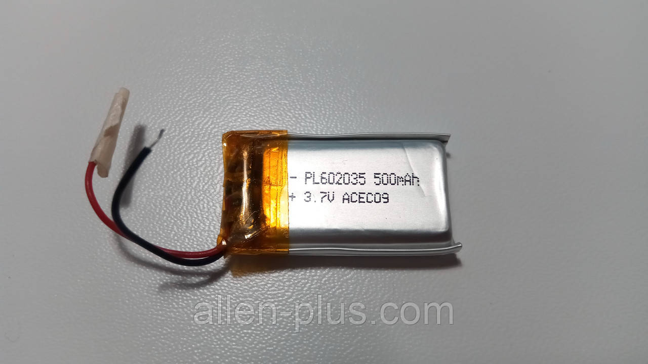 Акумулятор з контролером заряду Li-Pol PL602035 3,7V 500 mAh (6*20*35 мм)