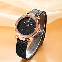 Женские часы Geneva Shine black rose gold, Жіночий наручний годинник, наручные часы Женева