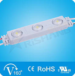 Светодиодный модуль Rishang с линзой (106Lm) White 3-LED SMD 2835, 1,2W DC 12V, IP65