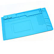 Килимок для паяння SUNSHINE S-160 (45см*30см) термостійкий силіконовий з осередками під гвинти (синій)