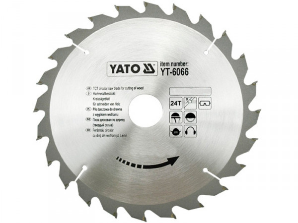 Диск пиляльний переможевий для дерева YATO 205х18x2мм 24Т