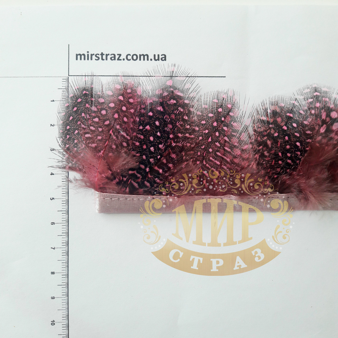 Тесьма перьевая из пера цесарки, цвет Rose, 0,5м, высота 5,5 см - фото 2 - id-p756827993