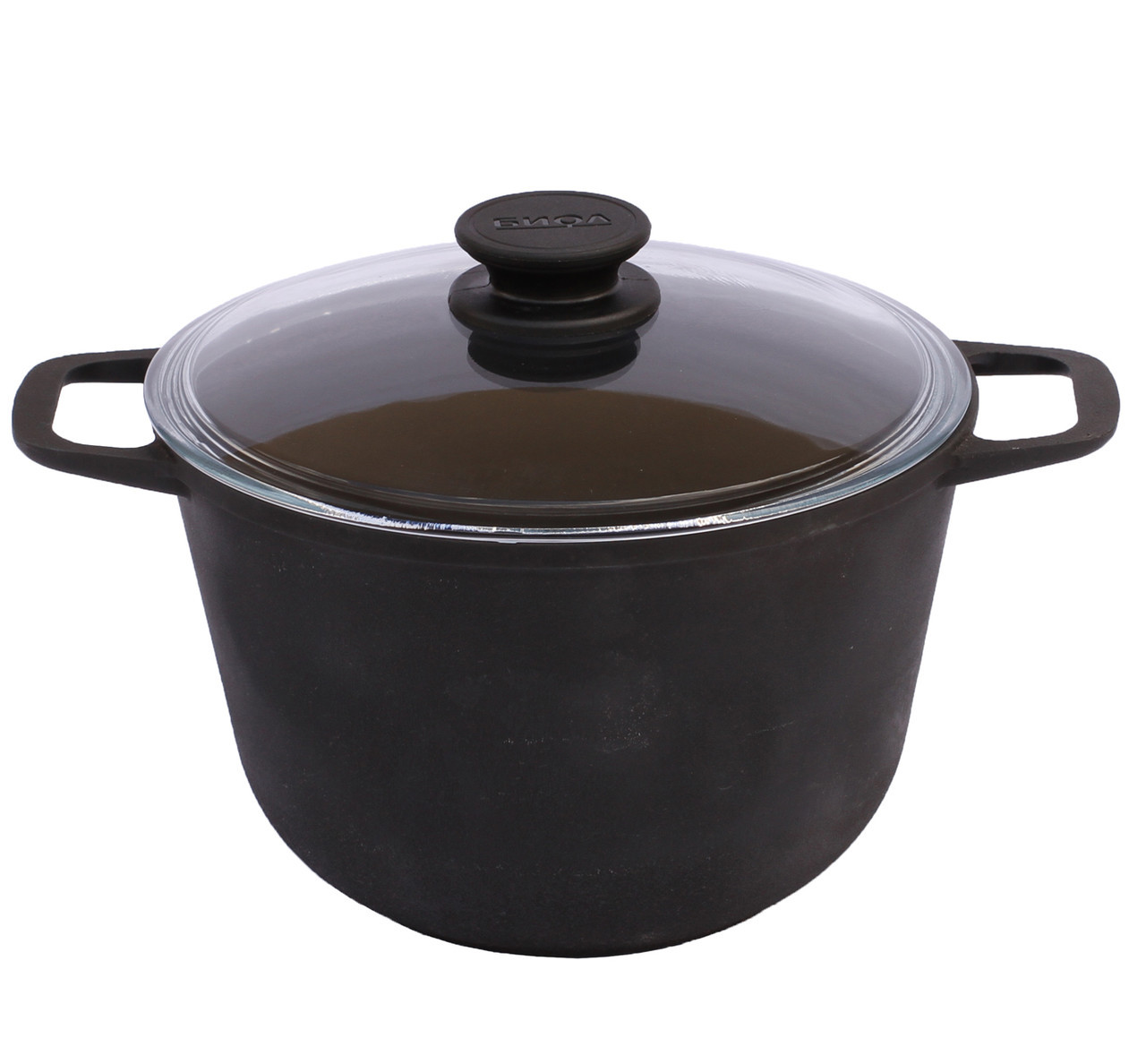 Каструля чавунна 4 літри зі скляною кришкою 