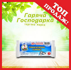 Губки кухонні для миття посуду Сирок ТМ Гаряча Господарка 9,5х7,0х3,8 см 5 шт (4820206610461)
