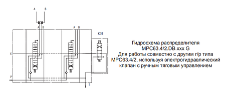 Гідророзподільник МРС 63.4/3.DB.4.3 G з ел.магн.клап.+ р/распр. МРС63.4/2.DB.4.3 G з звичайним клапаном, фото 2