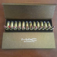 Набор помад MAC matte lipstick rouge a levres 12 шт в бронзовой подарочной упаковке