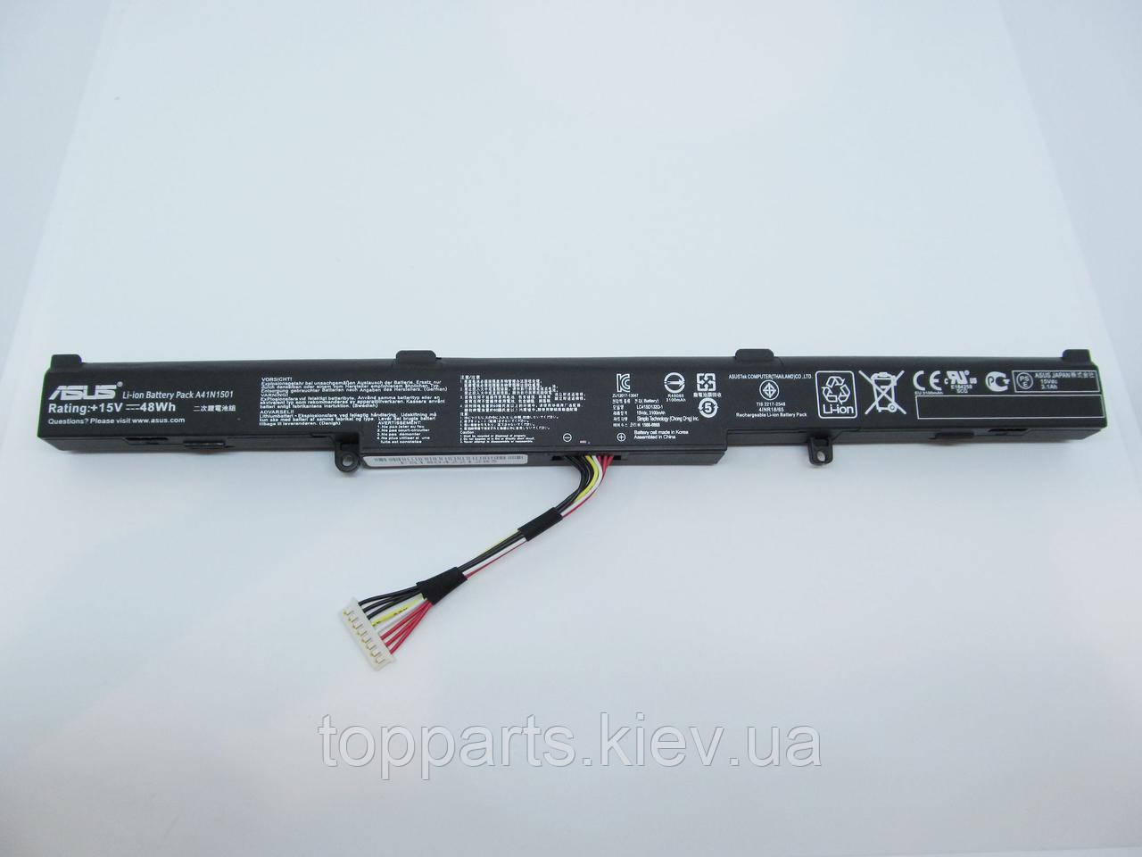 Батарея для ноутбука Asus N552 A41N1501, 3100mAh (48Wh), 4cell, 15V, Li-ion, чорна, ОРИГІНАЛЬНА
