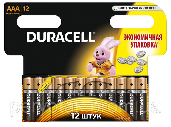 Батарейка AAA Duracell Basic LR03 MN2400, 1.5V, 900mAh, по 12 шт. в упаковці, Art.5000394109254, фото 1