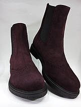 Бордові жіночі демісезонні черевики з натуральної замші Мзс 22318, фото 3