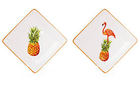 Тарілка квадратна Екзотик, 2 дизайни, 16см - 4 шт УПАКОВКА ТОВАР ВІД ВИРОБНИКА