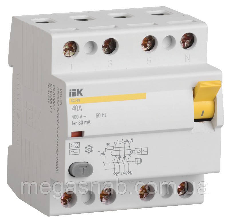 УЗО ВД1-63 4Р 40А 30мА IEK