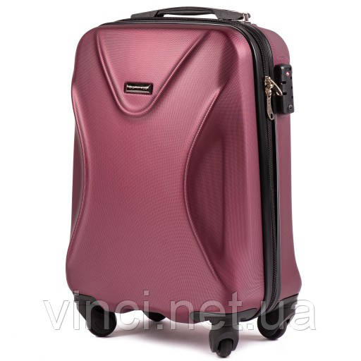 Брендовий ультралегкий дорожній чемодан ABS+ WINGS 518 малий 53х36х22 бордовий, фото 1
