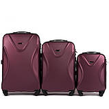 Брендовий ультралегкий дорожній чемодан ABS+ WINGS 518 малий 53х36х22 бордовий, фото 4