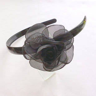 Обруч для волосся з квіткою ручної роботи "Чорна чайна троянда"