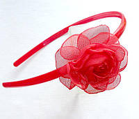 Обруч для волос ручной работы с красной розой текстиль "Кармен"