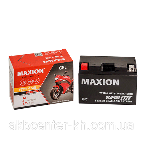 Мото аккумулятор GEL MAXION YT 9B-4 (12V, 9A)