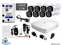 Комплект видеонаблюдения Dahua KIT8CO 1Мп HDCVI + HDD 2Tb (наружный)