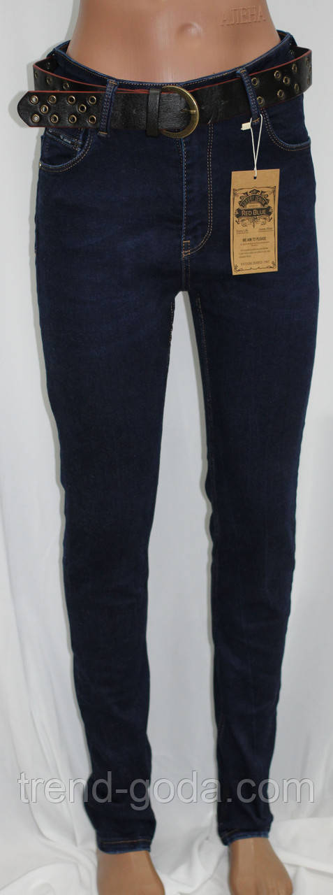 Джинси жіночі американка, з паском, темно-сині, Туреччина, фото 1
