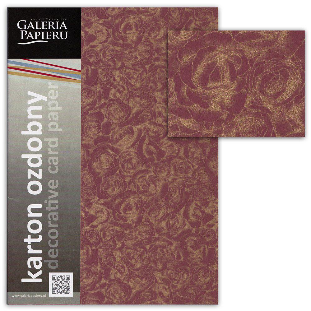 Дизайнерський Картон елітний Galeria Papieru ROSES 20 аркушів А4 250г Бордовий