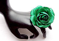 Кільце з квіткою з тканини ручної роботи "Троянда Зелена"