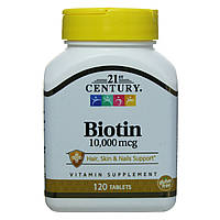 Біотин 21st Century Ультра Сила 10000 мкг, 120 таблеток. Зроблено в США.
