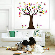 ОЧЕНКА!  Наклейка на стіну в дитячу кімнату "Четире сови на дереві" 105*120 см (лист90*60см) на вітрину, фото 2