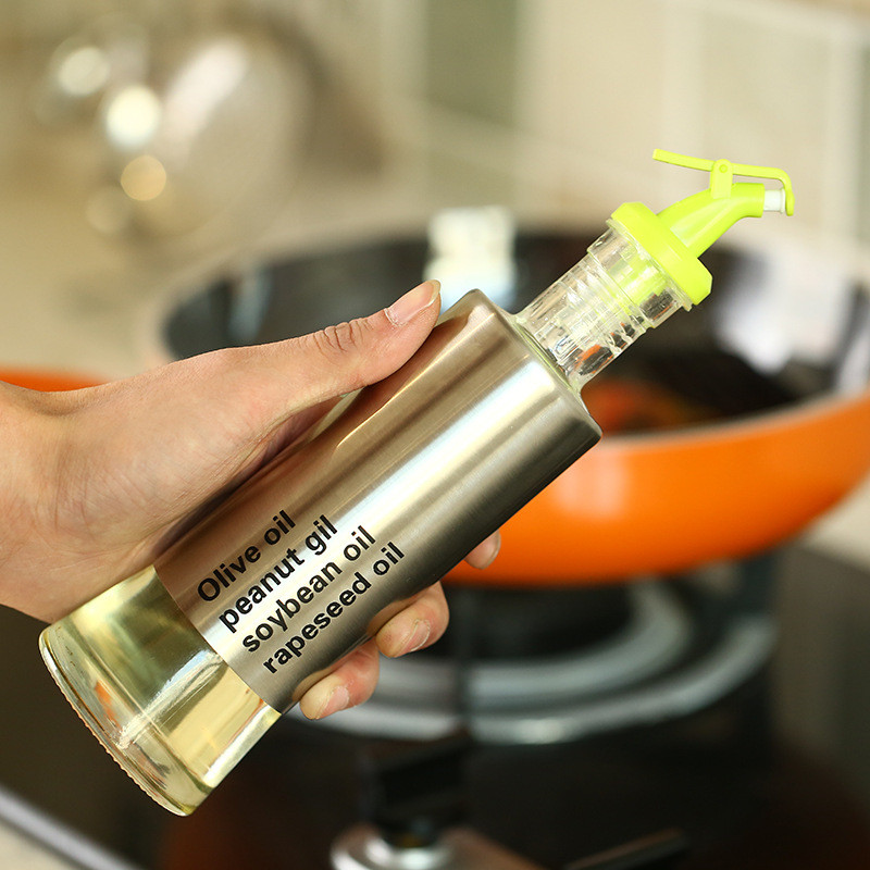 Пляшка для олії з дозатором 500 мл скло+ сталь, фото 1