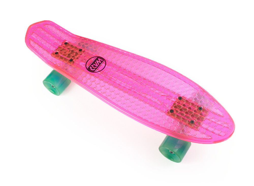 Пенні Борд 24" Флуоресцентний рожевий з М'ятними колесами, фото 1
