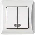 ВС10-2-1-ЛБ Вимикач 2кл. з індикатором (бел.) серія "Ліра" (без рамки)