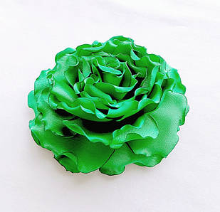 Брошка квітка з тканини ручної роботи "Зелена троянда"