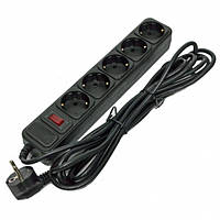 Мережевий фільтр Gembird 4.5 м,5 розеток із вимикачем, UPS-вилка, чорний.