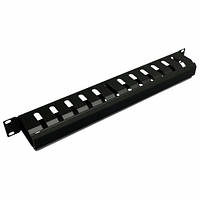 Кабельний організатор 1U металевий перфорований, чорний