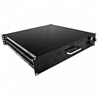 Ящик висувний для документів 19" із замком, 2U 450 мм глибина, чорний