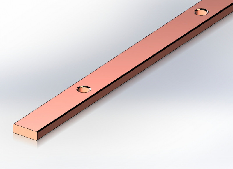 Шина заземления медная 15х5мм (1м), d6.5мм, шаг 100 мм, цена 741 грн ...