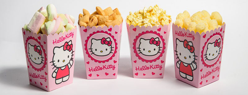 Коробочки для попкорну (12 см висота, 5шт/уп.) Кішечка Кітті герої мультфільмів - День Народження