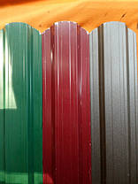 Забір штакетник трапецієподібний металевий зелений двобічний глянець — Матт., фото 2