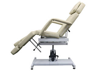 Крісло Кушетка для педикюру на гідравліці з роздільною підніжкою модель 235 Бежевий