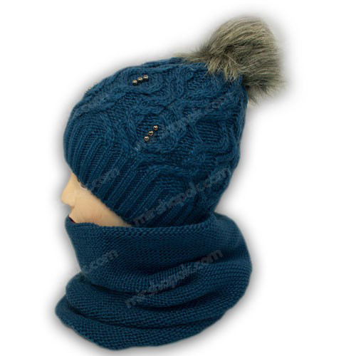 ОПТ Комплект - шапка и шарф (хомут) для девочки, р. 52-54 (5шт/набор) - фото 3 - id-p758416849