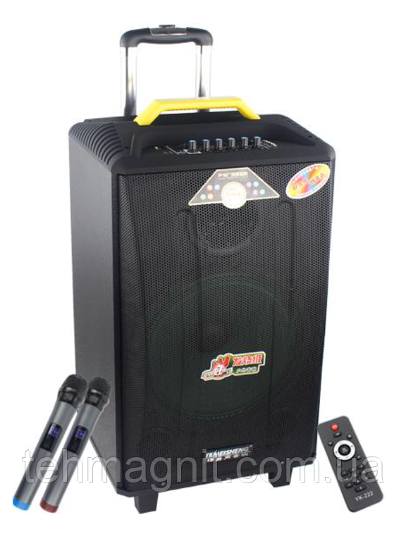 Колонка акумуляторна Temeisheng QX-1214 комбопідсилювач акустика USB/FM/Bluetooth з радіомікрофонами