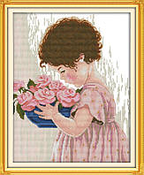Троянди Емі R509 Набір для вишивання хрестиком з печаттю на тканині 14ст