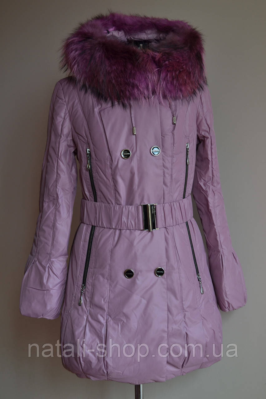 Куртка пуховик з натуральним хутром Shenowa розмір L,XL