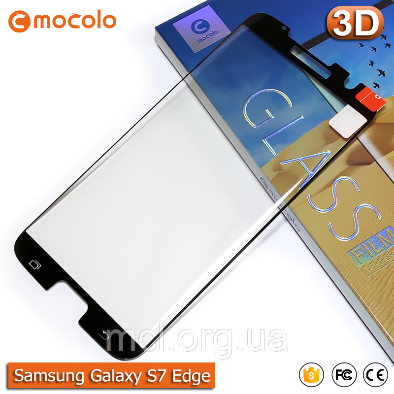 Захисне Full Glue скло Mocolo Samsung Galaxy S7 Edge 3D (Black) - Повна поклейка