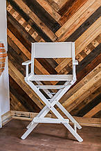 Стілець для візажиста, складаний, дерев'яний, стілець режисера, стілець для фото сесії, білий