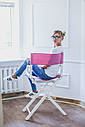 Стілець для візажиста, складаний, дерев'яний, стілець режисера, стілець для фото сесії, рожево-білий, фото 6
