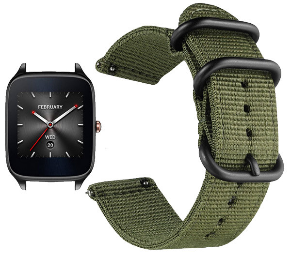 Нейлоновий ремінець Primo Traveller для годинника Asus ZenWatch 2 (WI501Q) - Army Green